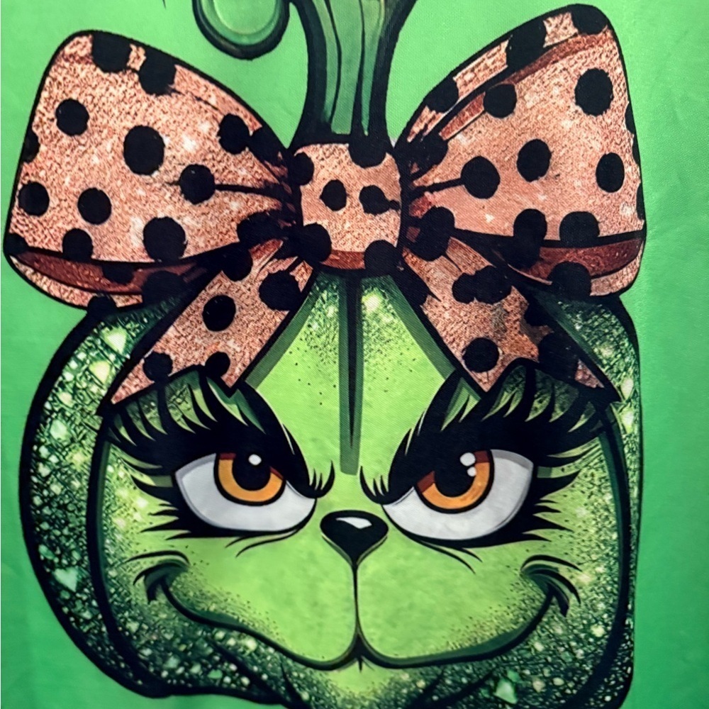 Green Grinch polyester Sweatshirt with Leopard Print Size 2X - Picture 2 of 5